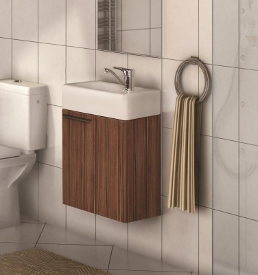 Тумба с раковиной Акватон Эклипс 46 со смесителем Agger Punctual A1602100 Эбони темный