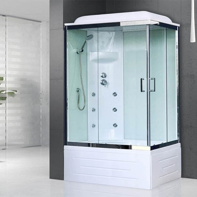 Душевая кабина Royal Bath BP 120х80 RB8120BP3-WT-CH-L с гидромассажем профиль Хром задняя стенка Белая Душевая кабина Royal Bath BP 120х80 RB8120BP3-WT-CH-L с гидромассажем профиль Хром задняя стенка Белая