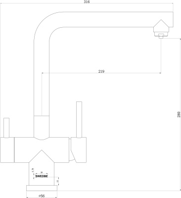 Смеситель для кухни Swedbe Selene Plus 8145K с фильтром Нержавеющая сталь