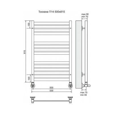 Водяной полотенцесушитель Terminus Тоскана П14 500x815 4620768884795 Хром