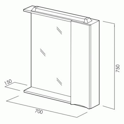 Зеркало со шкафом BelBagno MARINO-SPC-700/750-1A-BL-P-R 70 с подсветкой Bianco Lucido