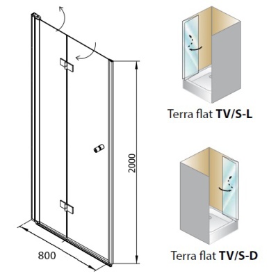 Душевая дверь в нишу Kolpa San Terra Flat TV/S 80 Хром L