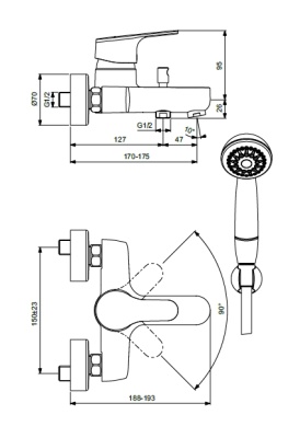 Смеситель для ванны Vidima Flow BA223AA Хром