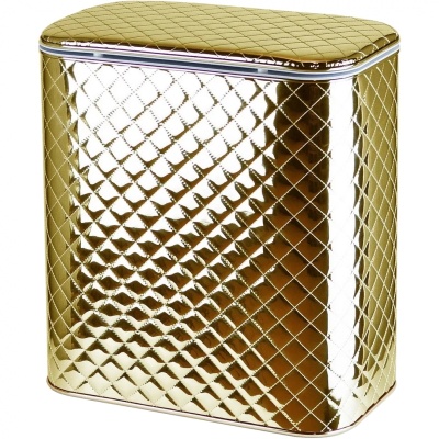 Корзина для белья Cameya Стеганая GC-BG-9 с микролифтом глубокая Золотая, кант золото