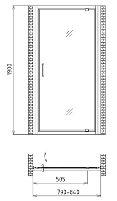 Душевая дверь в нишу Gemy Sunny Bay 80х190 профиль Хром стекло прозрачное