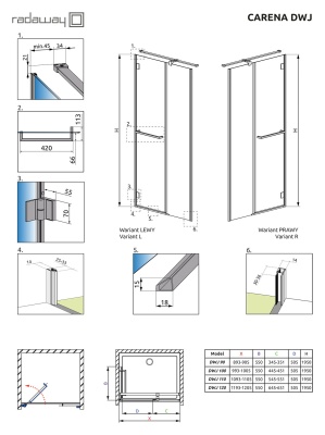 Душевая дверь в нишу Radaway Carena DWJ 110 L профиль Хром стекло прозрачное