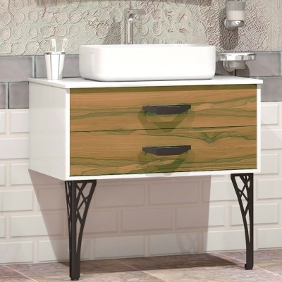 Тумба под раковину Opadiris Дольче Лофт 80 00-00000657 Белая глянцевая/Светлое дерево