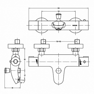 Смеситель для ванны Swedbe Mercury 9035 с термостатом Хром