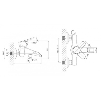 Смеситель для ванны D&K Marx Rhein DA1393501 Хром