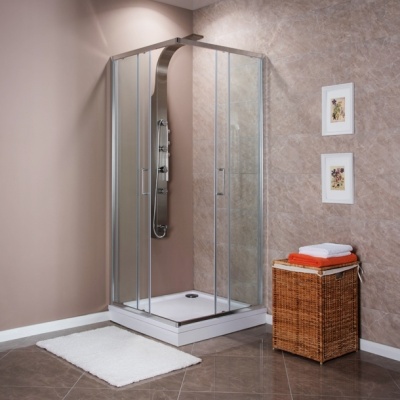 Душевой уголок Aquanet Alfa Cube NAA1142 100x100 профиль Хром стекло Прозрачное