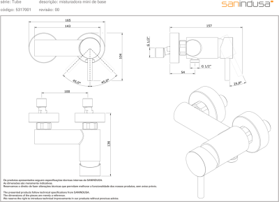 Смеситель для душа Sanindusa Tube 531700111 Хром