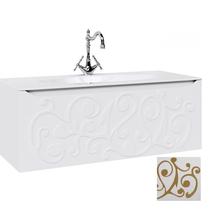 Тумба под раковину Aqwella Clarberg Elegance 120 EL0112GL подвесная Белая матовая Золото