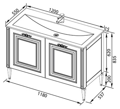 Тумба под раковину Aquanet Паола 120 181763 Белая серебро