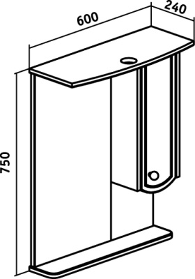 Зеркало со шкафом Runo Аликанте 60 Венге-белое