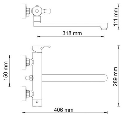 Смеситель для ванны WasserKRAFT Berkel 4802L универсальный Хром
