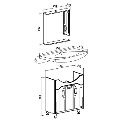 Мебель для ванной Runo Толедо 75 Белая