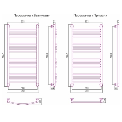 Водяной полотенцесушитель Сунержа Богема+ 1000х500 Хром