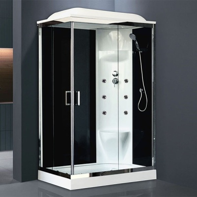 Душевая кабина Royal Bath HP 120х80 RB8120HP7-BT-CH-R с гидромассажем стекло прозрачное задняя стенка Черная