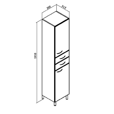 Шкаф пенал Runo Эконом 30 R с корзиной для белья Белый