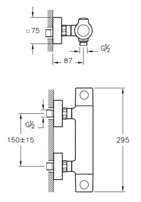Смеситель для душа Vitra AquaHeat A47158EXP с термостатом Хром