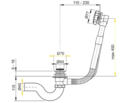 Слив-перелив Timo 8003 полуавтомат Золото