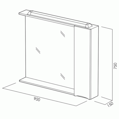Зеркало со шкафом BelBagno MARINO-SPC-900/750-1A-BL-P-L 90 с подсветкой Bianco Lucido