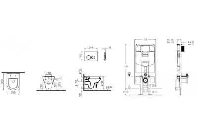 Комплект унитаза с инсталляцией Vitra Zentrum 9012B003-7206 с сиденьем Микролифт