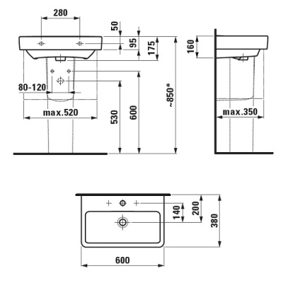 Раковина Laufen Pro A 60 8.1895.9 Белая