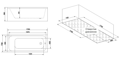 Акриловая ванна SSWW JM802-1 170х73 без гидромассажа