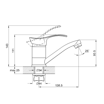 Смеситель для раковины G-Lauf 4G4-B018 Хром