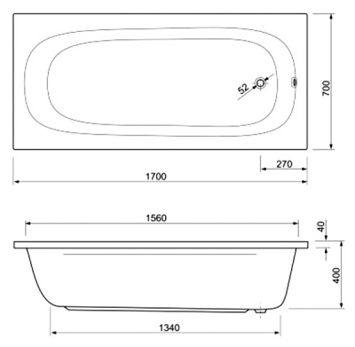 Акриловая ванна Cezares Piave 170x70 Белая