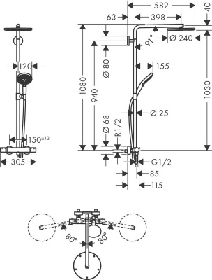 Душевая система Hansgrohe Raindance Select S 27633000 с термостатом Хром