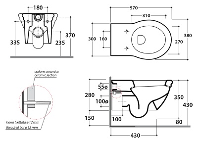 Унитаз Globo Paestum PAS03 без сиденья