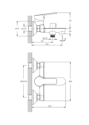 Смеситель для ванны Rush Victoria VI7135-44 Хром