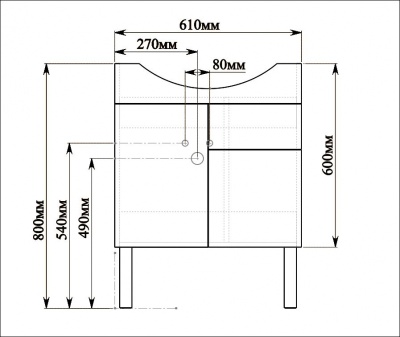 Тумба с раковиной SanVit Прима 65 kprim065 с фактурой под дерево витые ручки Акация светлая