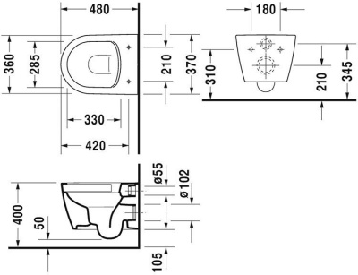Унитаз Duravit ME by Starck 2530090000 подвесной без крышки-сиденья