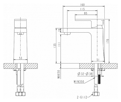Смеситель для раковины Bravat Riffle F172106C Хром