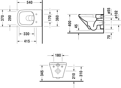 Унитаз Duravit 45510900A1 Rimless подвесной с сиденьем Микролифт