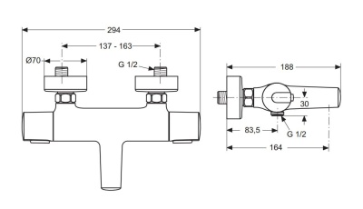 Смеситель для ванны Ideal Standard Ceratherm 100 A4623AA с термостатом Хром