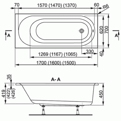 Акриловая ванна Vagnerplast Kasandra 150x70 без гидромассажа