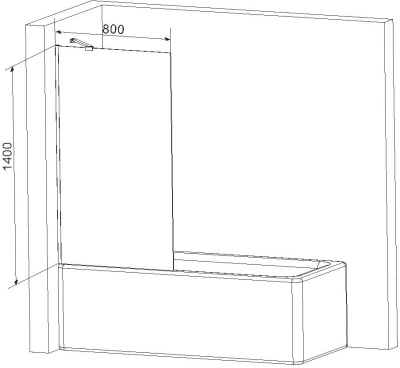 Шторка на ванну AM.PM Gem 80 W90BS-080-140CM профиль Хром стекло матовое