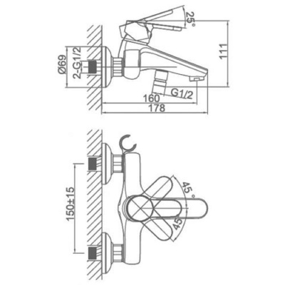 Смеситель для ванны D&K Marx Rhein DA1393201 Хром