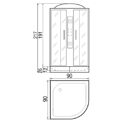 Душевая кабина River Lena 90x90x26 МТ 10000000027+10000001187 с поддоном