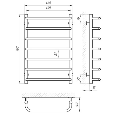 Электрический полотенцесушитель Laris Стандарт П7 70х45 R 73207233 Хром Электрический полотенцесушитель Laris Стандарт П7 70х45 R 73207233 Хром