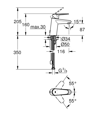 Смеситель для раковины Grohe Eurodisc Cosmopolitan 3317820E Хром