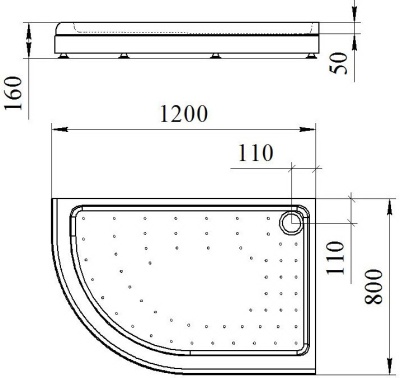 Акриловый поддон для душа Radomir 120x80x16 L 1-11-0-1-0-008 Белый
