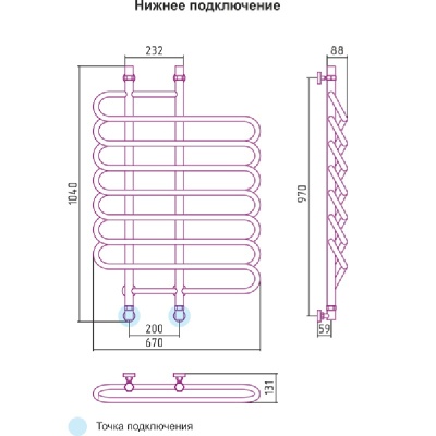 Водяной полотенцесушитель Сунержа Шарм 1000x700 Хром