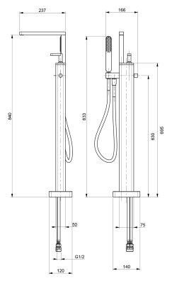 Смеситель для ванны Webert Living LV851101 Хром