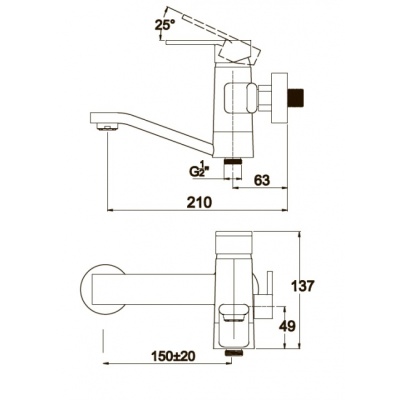 Смеситель для ванны Kaiser Sonat 34522 Хром