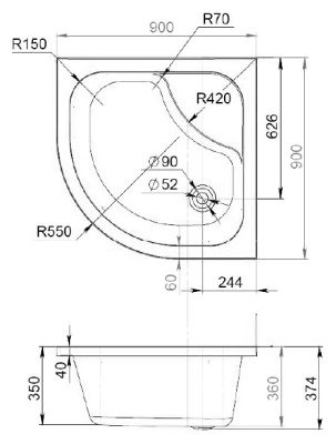 Душевой поддон AM.PM Like Deep 90x90x35 белый Душевой поддон AM.PM Like Deep 90x90x35 белый